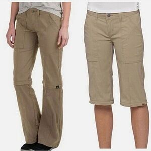 Prana Monarch Convertible Nylon Pants Khaki Hiking Camping Outdoors Stretch Sz 8
